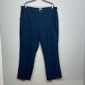 Liz Claiborne Linen Blend Chino Pants Womens XL Blue Straight Casual Preppy